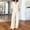 White, variant on Women's 2-Piece Linen Blend Outfit Set V-Neck Roll Tab Sleeve Top & Elastic Waist Wide Leg Pants Casual Summer Co-Ord Set with Pockets(White,L)