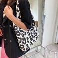 thumbnail image 3 of Bolso de mano grande con estampado de leopardo y lona para mujer a la moda (negro) Likrtyny Para estrenar, 3 of 9