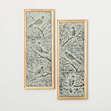 Sullivans 31.5" Raised Bird Metal Wall Decor Set of 2