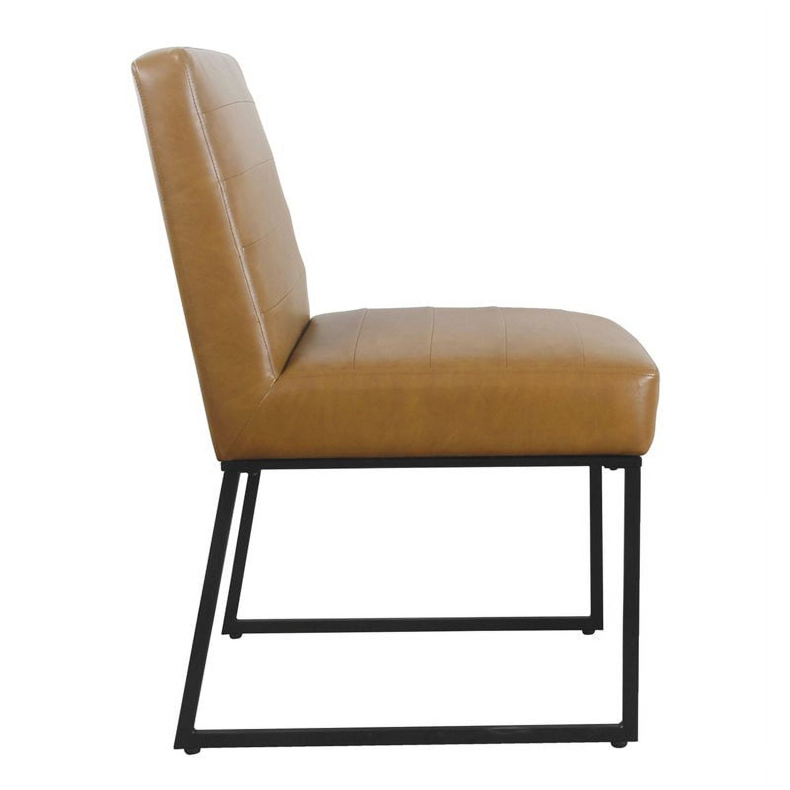 HomePop Channel Back Dining Chair with Metal Legs, Carmel Faux Leather