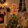 thumbnail image 6 of 3D Lighted Christmas Tree Topper Collection, Gingerbread Tree Topper, LED Warm White Twinkling Lights, Indoor Home Decor, Vintage Holiday Ornament, 6 of 7