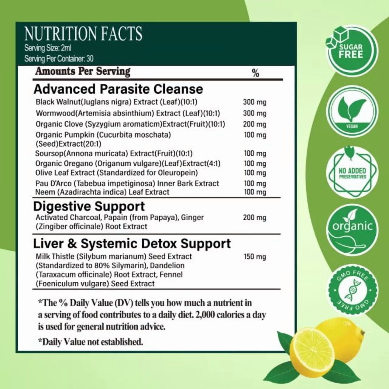 Vitaplynxera Black Walnut Wormwood Clove Cleanse Drops | 15-in-1 Organic Gut Detox for Men & Women | Liposomal Absorption