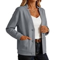 thumbnail image 4 of Enjoytime Lightweight Jacket Women Long Sleeve Button Down Coat Fall Fashion Work Business Casual Plus Size Outerwear with Pockets, 4 of 8