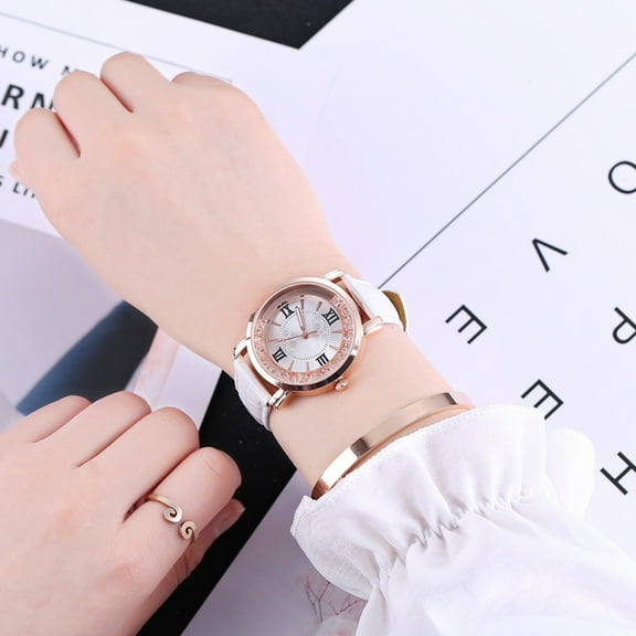 WHAMVOX White Watches for Women Elegant Quartz Wrist Watch Stainless Steel 1Set