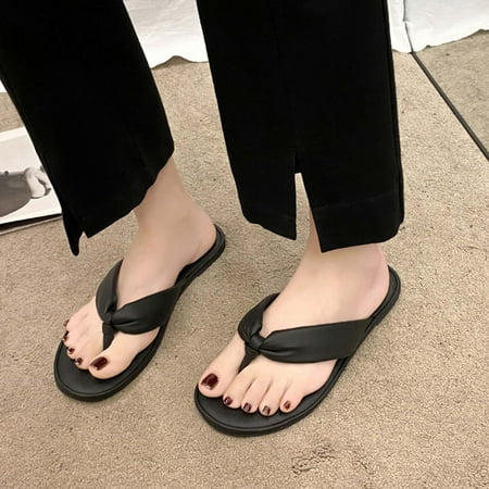 

FAKKDUK Womens Summer Fashion Casual Slippers Flip-flops Comfortable Lightweight Summer Beach Quick-Dry Thong Flat Sandals Women s Outline Flip Flop Women Summer Flip Flops 6&Black