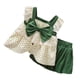 thumbnail image 2 of Conjuntos de dos piezas para niños, Top sin mangas con ribete de encaje, pantalones cortos, camisa con decoración de lazo de verano, conjunto de pantalones cortos, verde, talla 90, 2 of 5