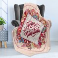 thumbnail image 4 of Spanish Soft Flannel Fleece Blanket, Christmas Elements and Celebration Theme Feliz Navidad Message in Spanish Language, Cozy Plush for Indoor and Outdoor Use, 50" x 60", Multicolor, by Ambesonne, 4 of 5