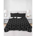 thumbnail image 3 of Black Morocco Twin XL Size Down Alternative Comforter, Lightweight Comforter Quilt Bedding Set with Pillow Shams Geometric Leaf Diamond Lattice Abstract All Seasons Bed Comforter Duvet Insert 68"x98", 3 of 7