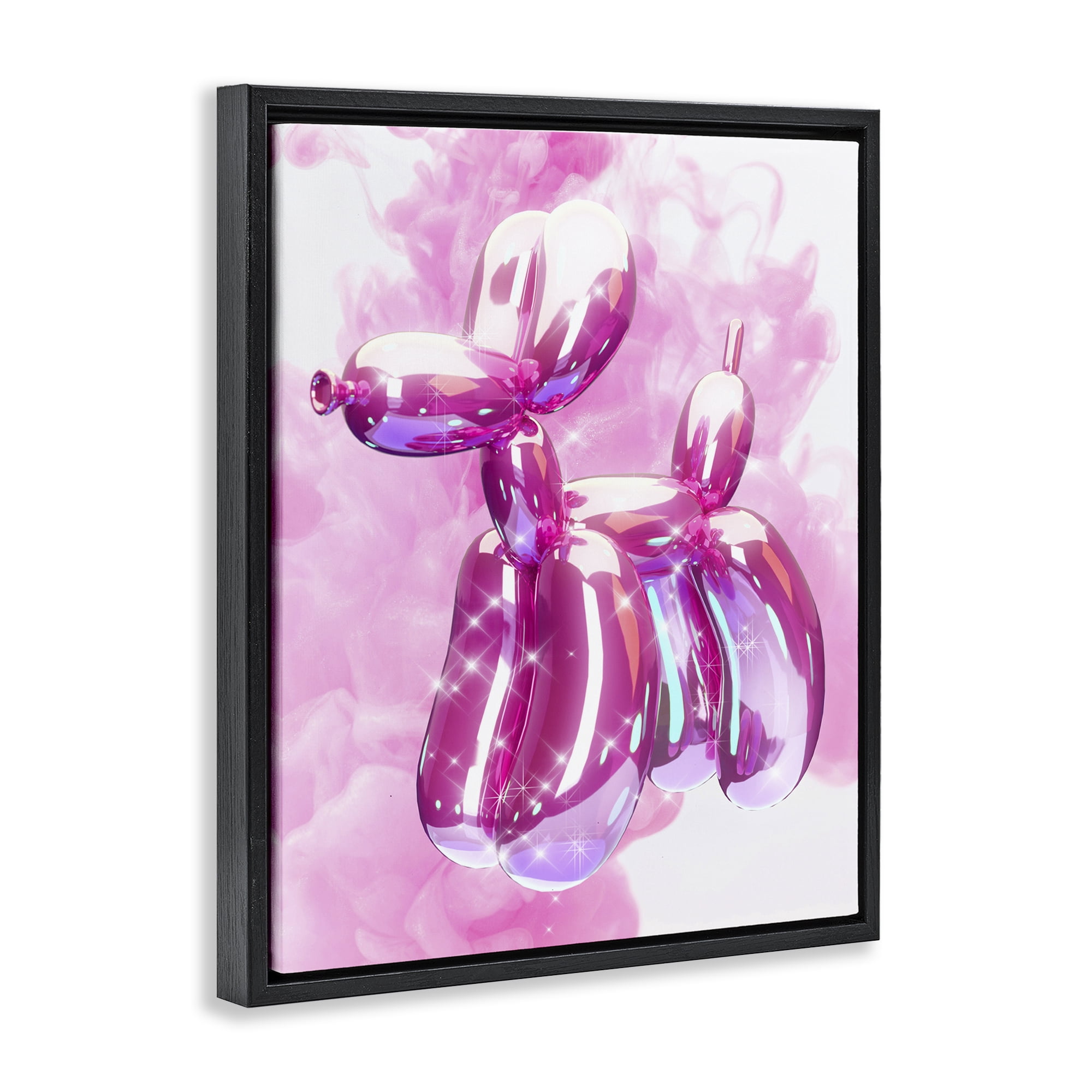 Stupell Industries Balloon Dog with Sparkle Abstract Painting Black Floater Framed Canvas Art Print Wall Art, 25 x 31