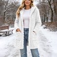 thumbnail image 5 of KICILVS Womens Fleece Coat Hooded Open Front Fuzzy Sherpa Cardigan Jacket Long Sleeve Winter Warm Outerwear with Pockets, 5 of 8