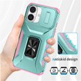 thumbnail image 3 of Funda para GANGXUN iPhone 16 Plus - Soporte metálico, Función magnética, Verde, 3 of 5