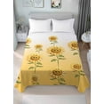thumbnail image 2 of Twin Size Flat Sheet Only, Sunflower Soft Brushed Microfiber Bed Sheets, Watercolor Yellow Flower Gradient Plant Hotel Quality Breathable Bedding Top Sheet, Easy Care, 66"x96", 2 of 9