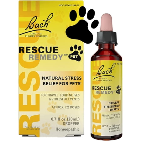 Bach Rescue Remedy For Pet Natural Stress Relief, Original Flower Remedies - 20 Ml, 3 Pack