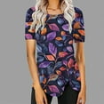 thumbnail image 1 of Fiudx Ropa de Mujer Blusa Casual de Manga Corta con Estampado de Botones y Cuello Redondo para Mujer, 1 of 5