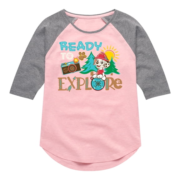 Paw Patrol - Ready To Explore - Toddler And Youth Girls Raglan Graphic T-Shirt