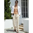 thumbnail image 2 of YOUJIOU Men's Cotton Linen Loose Pants Casual Drawstring Elastic Waist Beach Trousers, S, 2 of 7