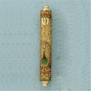 Judaica Kingdom RL-MZEB-62 Wood Mezuzah Peacock Design