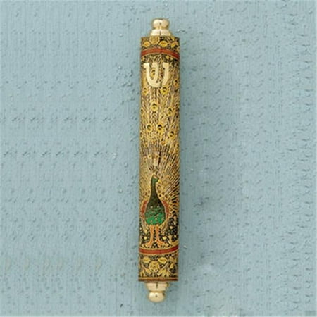 Judaica Kingdom RL-MZEB-62 Wood Mezuzah Peacock Design