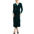 thumbnail image 1 of INSPIRE CHIC Robe Portefeuille en Velours pour Femmes Col en V Invité de Mariage Cocktail Fête Robes Maxi TG Vert Foncé, 1 of 6