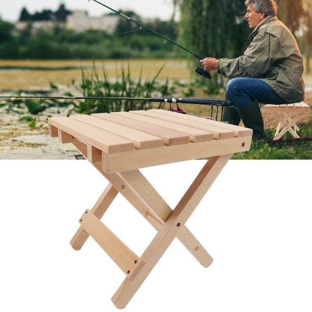Cergrey Portable Folding Wood Stool Fishing Stool Portable Folding Wood Stool Multifunctional Wood Small Bench For Oudoor Fishing Camping Picnic Garde