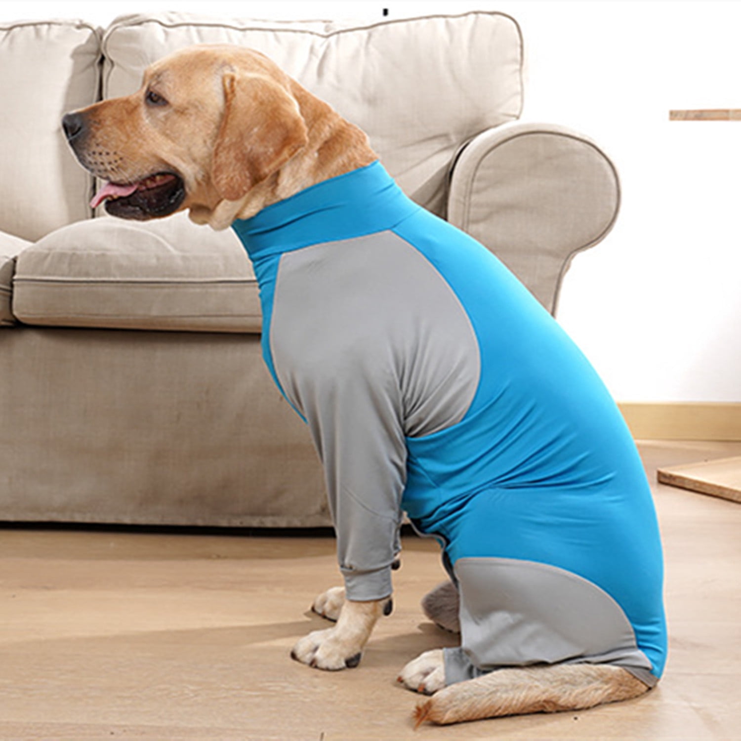 BT Bear Dog Recovery Suit, Dog Onesie Shedding Suit, Surgery Recovery Suit Full Coverage for Dog, After Surgery Wear E Collar Alternative, Anxiety Calming Shirt for Medium Large Dog Blue-Gray S