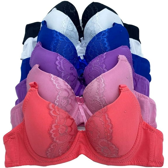 Iheyi 6 Pieces Light Padded Youth Teenager Wired Demi Cotton Youth Bra (30A)