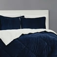 thumbnail image 3 of Brooklyn Loom Corduroy Blue King 3 Piece Comforter Set, Textured Solid Color, Adult Bedding, Oeko-TEX Certified, 3 of 7