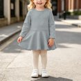 thumbnail image 2 of Baby Girls Long Sleeve Fit and Flare Dress with Ruffle Hem for Family Photos and Daily Wear, 2 of 6