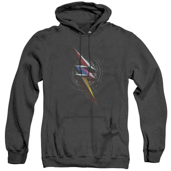 Power Rangers Bolt Sigil Adult Heather Hoodie Sweatshirt Black