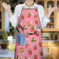 thumbnail image 6 of Strawberry Plants Fruit Flower Apron-Garden Aprons for Women with Pockets-Cotton Linen Waterproof Kitchen Cooking Gardening Aprons Adjustable for Kitchen,Cooking,BBQ and Salon 33x27 Inch, 6 of 7