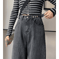 thumbnail image 4 of Pantalones vaqueros rectos y holgados de pierna ancha TEELYNN para mujer, pantalones casuales de felpa térmica y cálida de lana de cordero, pantalones de invierno de cintura alta, 4 of 5