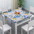 thumbnail image 3 of Multicolor Cartoon Floral and Leaf Pattern Square Fitted Tablecloth with Elastic Edge,Square Table Cover,Washable Elastic Table Cover for Home Kitchen Party Decor 36"x36", 3 of 6