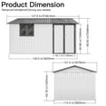thumbnail image 5 of 10x12 Ft Metal Outdoor Storage Shed with Window & Vents, Waterproof Garden Tool Shed with Hinged Door Lock, Built-In Hooks for Backyard Lawn Equipment Organization, Grey+White, 5 of 6