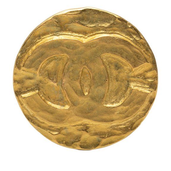 Pre-Owned Chanel Coco Mark Vintage Round Brooch, 95P Stamp, Gold Plated, Women's CHANEL