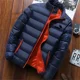 thumbnail image 3 of 2024 nuevo Otoño Invierno simplicidad moda Casual calidez gruesa impermeable a prueba de viento marca signo estampado cremallera chaqueta abrigo, 3 of 5