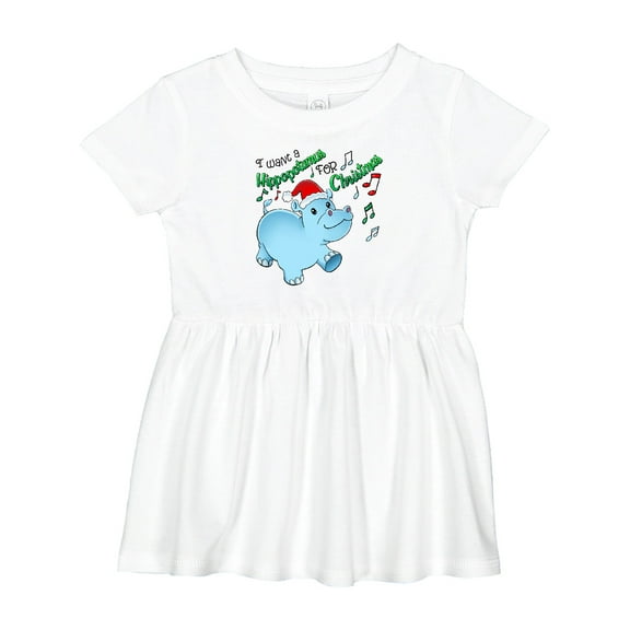 Inktastic I Want a Hippopotamus for Christmas Hippo in Santa Hat Girls Baby Dress