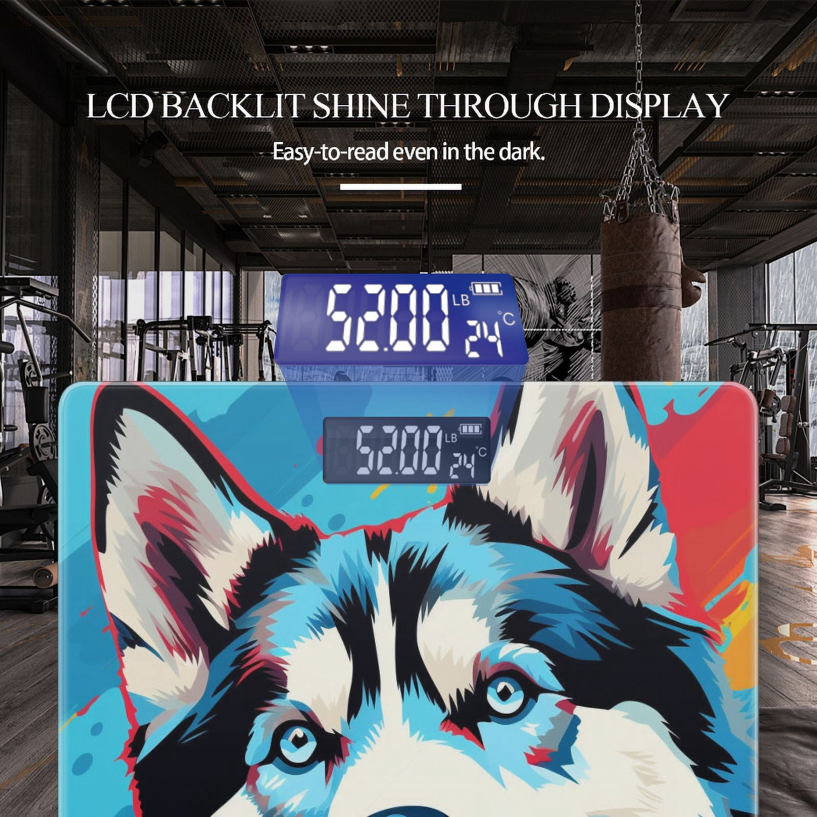 Bathroom Scale, Highly Accurate Digital Body Scale,Precisely Measures Weight up to 400 lbs-Abstract Vector Illustration Of Happy Husky Dog
