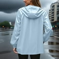 thumbnail image 4 of Light Fall Jacket Women Casual New Rain Jacket Women Lightweight Waterproof Raincoats Packable Travel Hiking Hooded Windbreaker with Pockets Light Blue 3XL, 4 of 7