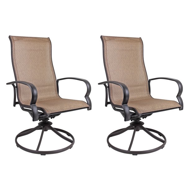 Garden Elements Bellevue Sling Swivel Rocker Patio Chair, Brown (Pack