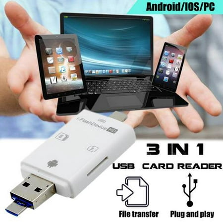 3 in 1 Multifunctional OTG Card Reader for iPhone/iPad/MAC/PC/Android Device, Trail Camera Viewer for Micro SD &TF Card Reader Adapter, External Storage Memory Expansion for