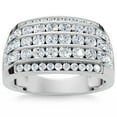 thumbnail image 3 of Pompeii 2Ct Lab Grown Diamond Ring Men's Wide Multi Row in White, Yellow, or Rose Gold, 3 of 4