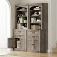 thumbnail image 3 of Farmhouse Tall Bookshelf, 7 Tier Arched Bookcase with Drawers and Doors, Book Shelf with Storage Cabinet, Wooden Freestanding Open Display Bookshelves for Living Room, Office, Greige, 3 of 18