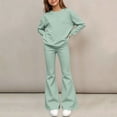 thumbnail image 6 of BXJX Girls Outfit Sets 2 Piece, Crew Neck Long Sleeve Causal Sweatshirt and Flare Pants Sets Green Size 11-12 T, 6 of 6