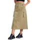 thumbnail image 4 of Falda Cargo Midi con Cremallera para Mujeres INSPIRE CHIC, con Bolsillos, Cintura Alta, Ropa Urbana Casual, Talla M, Caqui, 4 of 6