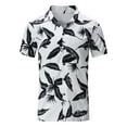 thumbnail image 3 of Franhais Men's Shorts Set Leaf Floral Print Button Closure Lapel Short Sleeve Tops + Drawstring High Waist Shorts, 3 of 8