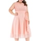 thumbnail image 5 of Vestido casual de cuello redondo Sin mangas Cuello redondo Mujeres Vestido de gasa de mujer sólida Vestidos a media pantorrilla Pompotops  ghjkhdj6431, 5 of 9
