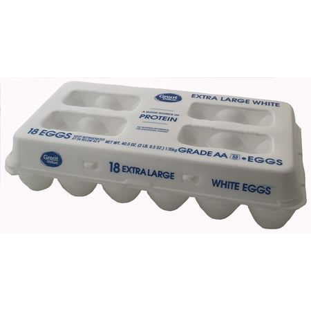 Great Value Extra Large Grade AA, 18 Eggs