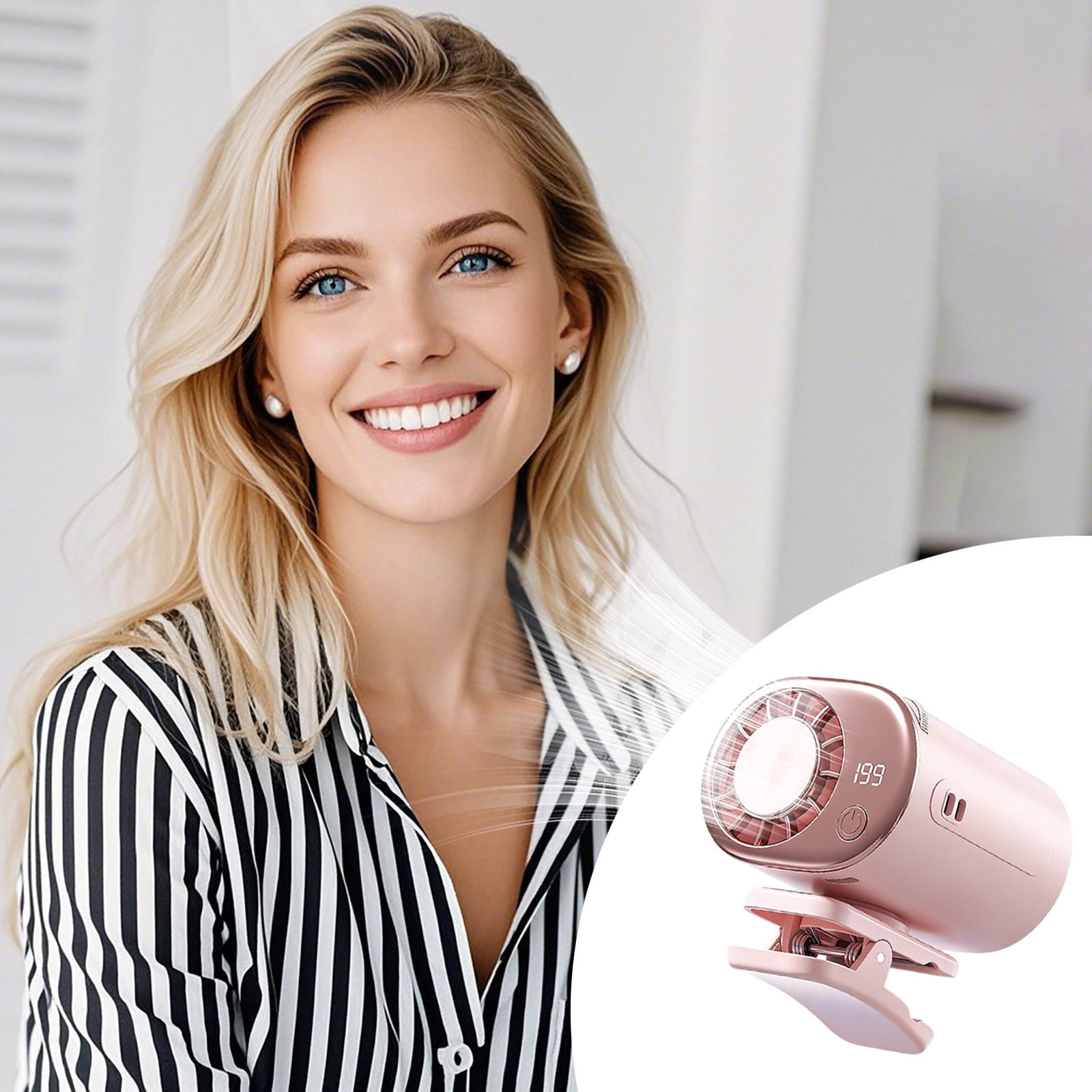 Clip on Fan with Digital Display, Rechargeable Portable Mini Fan, Usb-C, Ice Pack, for Car Office Travel Outdoor