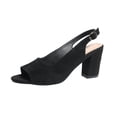 thumbnail image 2 of absuyy Womens Slingback Sandals Black Comfortable Low Block Heel Peep Toe Adjustable Strap Soft Flock Everyday Casual & Office Shoes,Size 6, 2 of 9