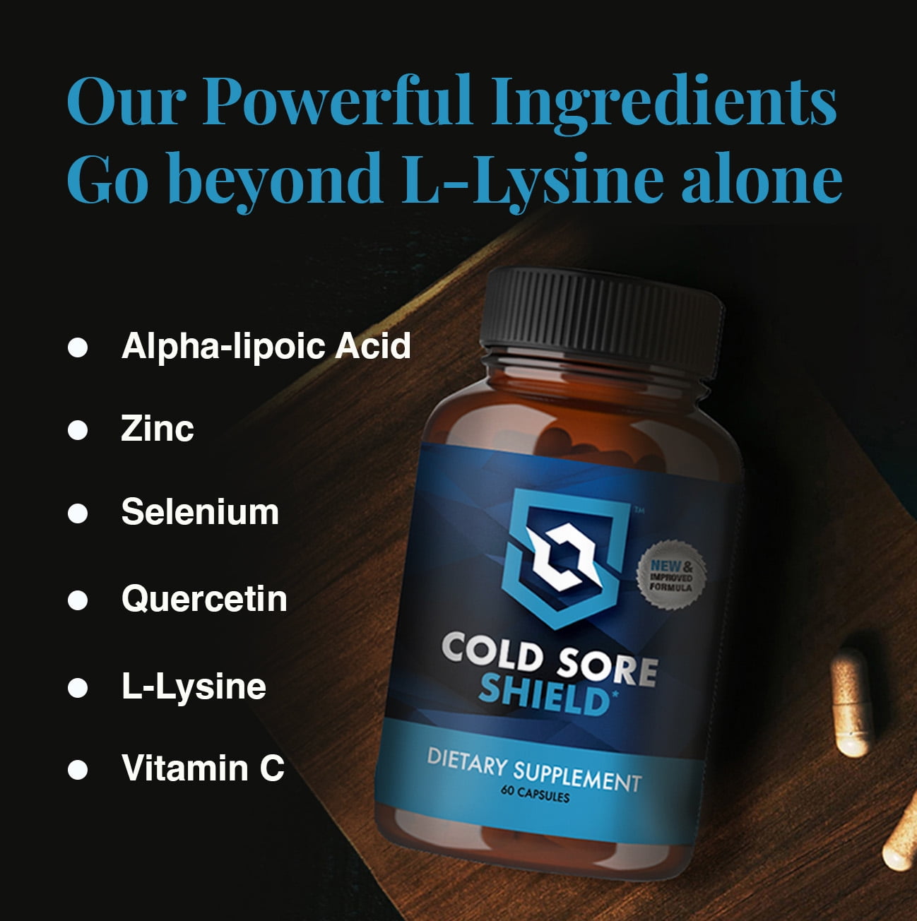 Cold Sore Shield Daily Cold Sore Support Supplement with L-Lysine 60 Count